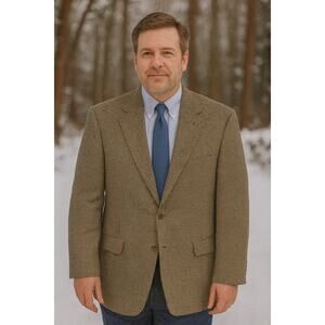 Lauren Ralph Lauren VTG 100% Wool Houndstooth Blazer Sport Coat Brown -Black-Tan